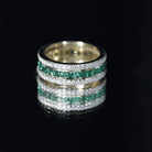 Certified Lab Grown Emerald 3 Row Eternity Wedding Band AAAA - Rosec Jewels
