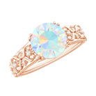 2 CT Ethiopian Opal Flower Solitaire Ring with Diamond Ethiopian Opal - ( AAA ) - Quality - Rosec Jewels