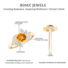 Certified Real 1.2 Carat Citrine Engagement Ring with Moissanite AAA - Rosec Jewels