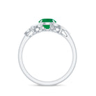 Natural 0.4 Carat Emerald Engagement Ring with Diamond AAA - Rosec Jewels