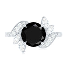 Nature Inspired Black Spinel Engagement Ring with Diamond AAA - Rosec Jewels