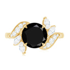 Nature Inspired Black Spinel Engagement Ring with Diamond AAA - Rosec Jewels