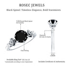 Natural Black Spinel Floral Engagement Ring with Diamond AAA - Rosec Jewels