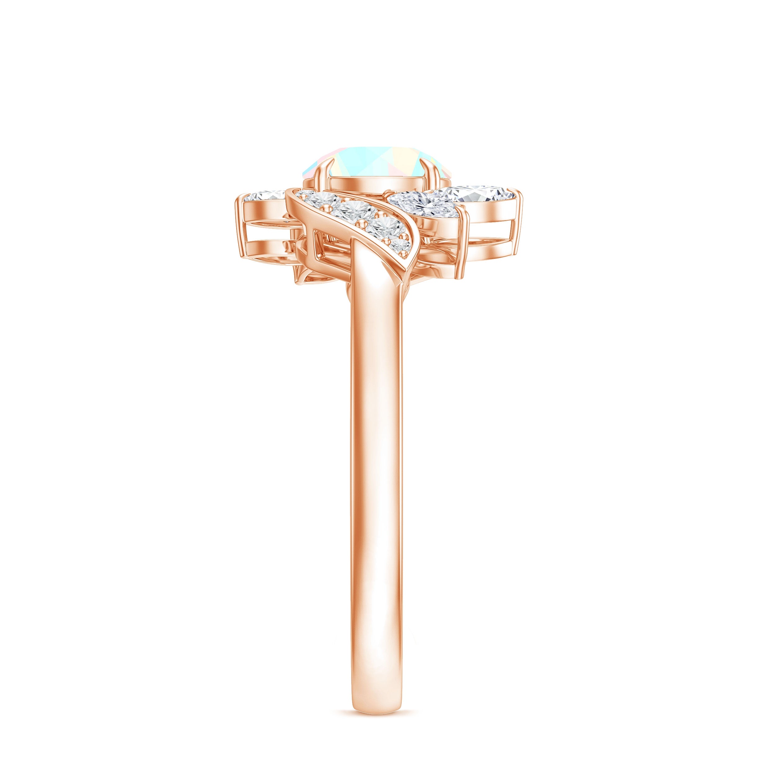 Nature Inspired Ethiopian Opal and Diamond Engagement Ring AAA - Rosec Jewels