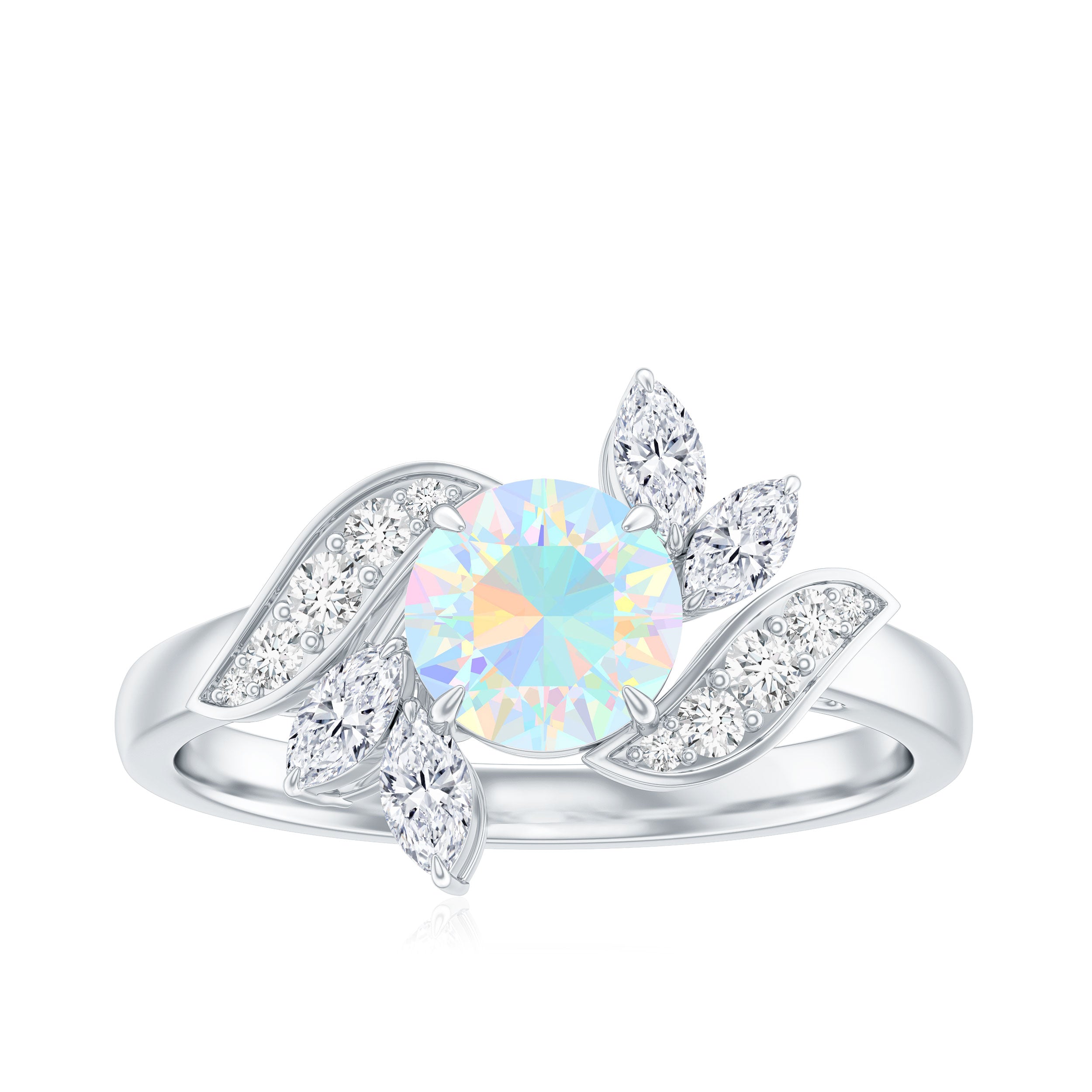 Nature Inspired Ethiopian Opal and Diamond Engagement Ring AAA - Rosec Jewels