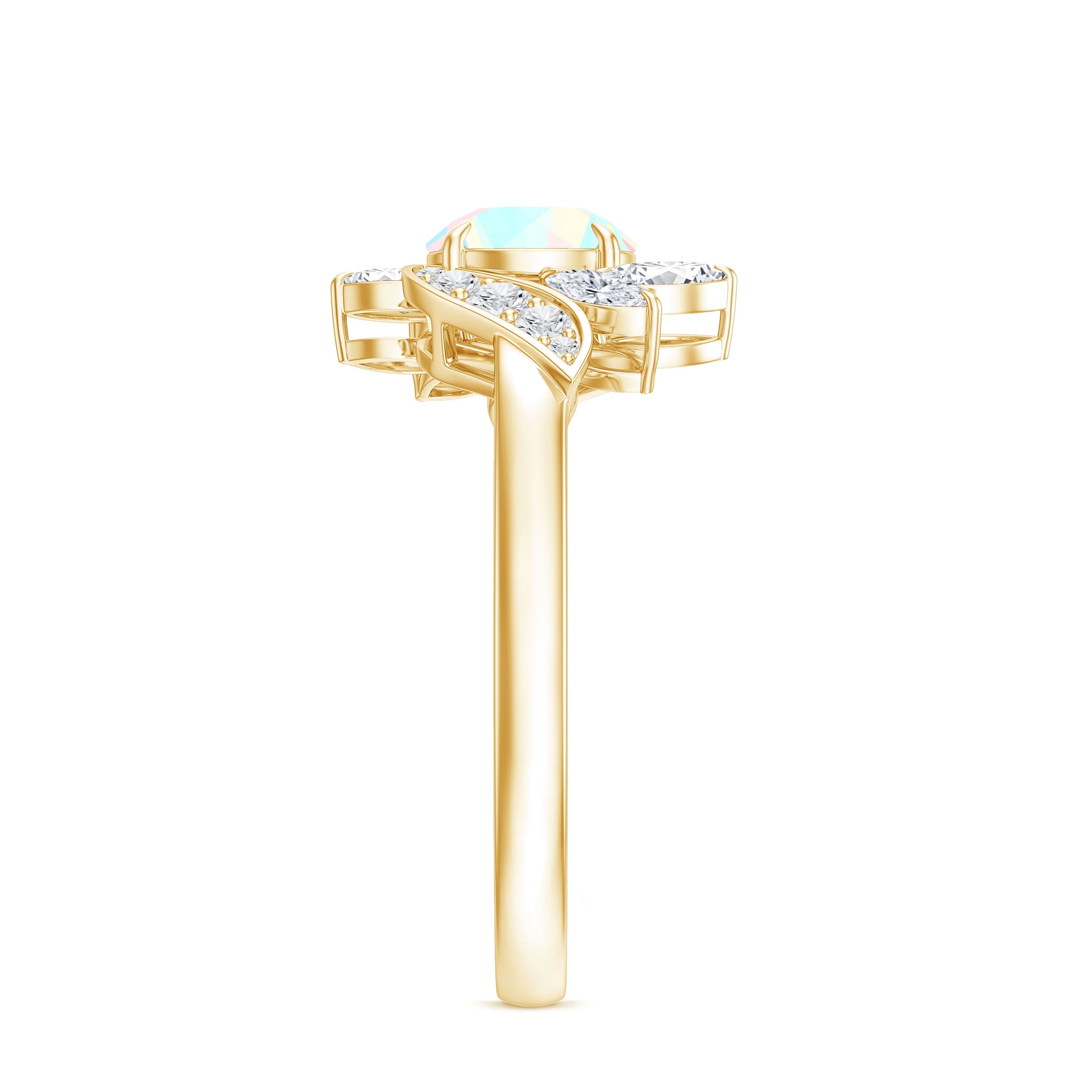Nature Inspired Ethiopian Opal and Diamond Engagement Ring AAA - Rosec Jewels