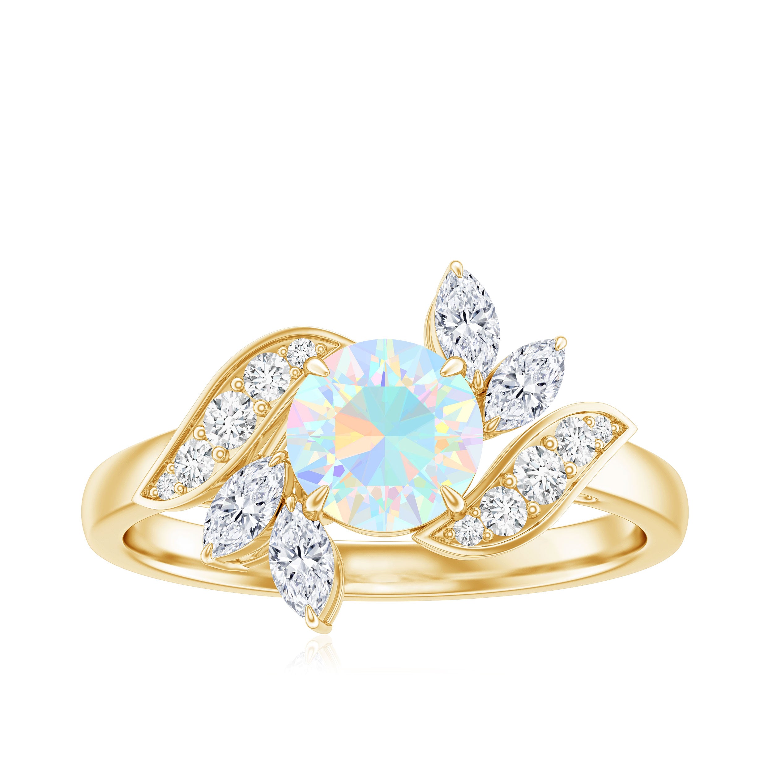 Nature Inspired Ethiopian Opal and Diamond Engagement Ring AAA - Rosec Jewels