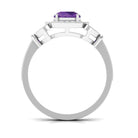 Vintage Looking Amethyst and Diamond Halo Engagement Ring AAA - Rosec Jewels