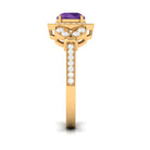 Vintage Looking Amethyst and Diamond Halo Engagement Ring AAA - Rosec Jewels