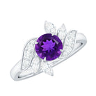 Rosec Jewels-Nature Inspired 1 Carat Amethyst Engagement Ring with Diamond