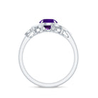 Rosec Jewels-Nature Inspired 1 Carat Amethyst Engagement Ring with Diamond