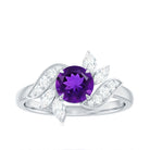 Rosec Jewels-Nature Inspired 1 Carat Amethyst Engagement Ring with Diamond