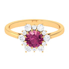 2 CT Pink Tourmaline and Diamond Halo Engagement Ring Pink Tourmaline - ( AAA ) - Quality - Rosec Jewels