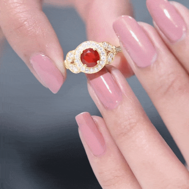 Rosec Jewels-Vintage Inspired Fire Opal Engagement Ring with Diamonds