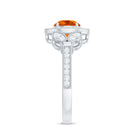 Rosec Jewels-Vintage Inspired Fire Opal Engagement Ring with Diamonds