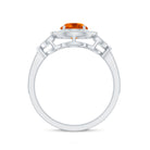 Rosec Jewels-Vintage Inspired Fire Opal Engagement Ring with Diamonds