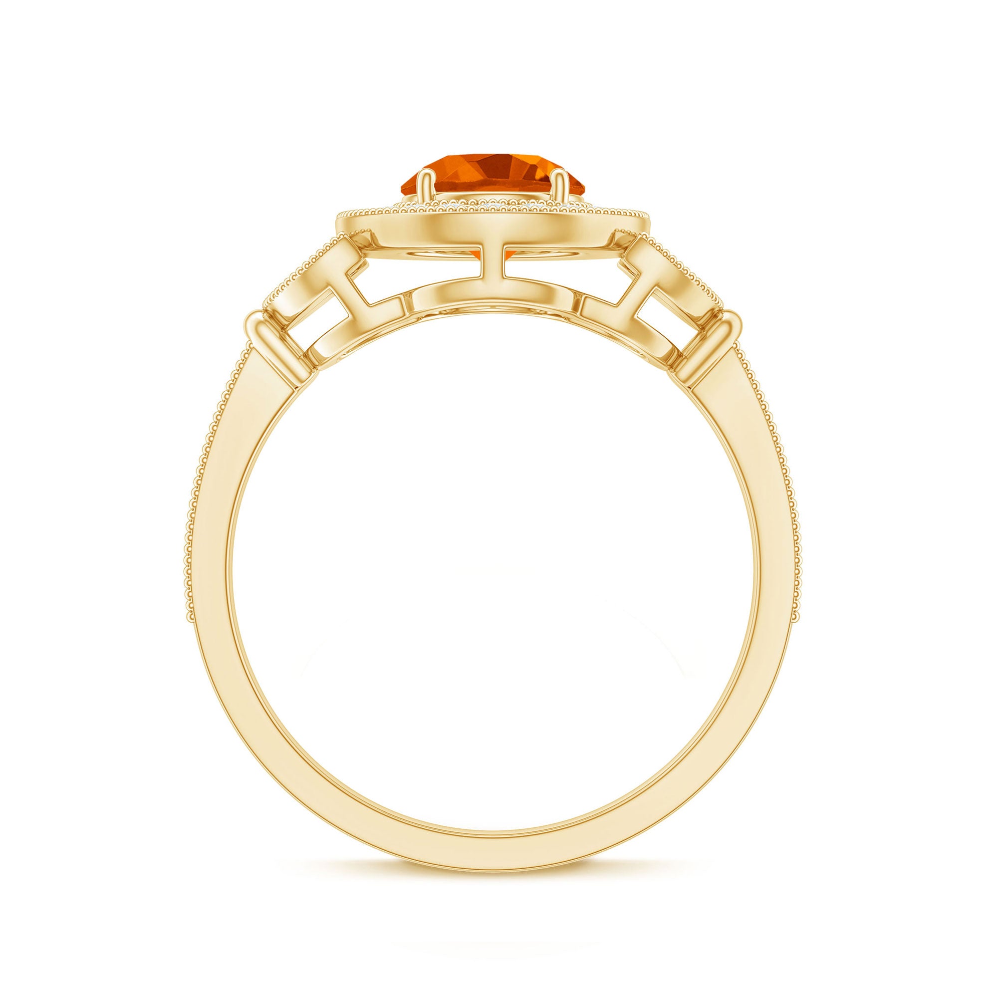 Rosec Jewels-Vintage Inspired Fire Opal Engagement Ring with Diamonds