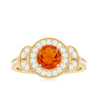 Rosec Jewels-Vintage Inspired Fire Opal Engagement Ring with Diamonds