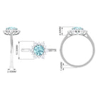 Rosec Jewels-Natural 0.8 CT Aquamarine Statement Engagement Ring with Diamond Halo