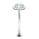 Rosec Jewels-Natural 0.8 CT Aquamarine Statement Engagement Ring with Diamond Halo