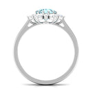 Rosec Jewels-Natural 0.8 CT Aquamarine Statement Engagement Ring with Diamond Halo