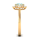 Rosec Jewels-Natural 0.8 CT Aquamarine Statement Engagement Ring with Diamond Halo