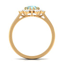 Rosec Jewels-Natural 0.8 CT Aquamarine Statement Engagement Ring with Diamond Halo