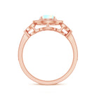 Vintage Inspired Ethiopian Rainbow Opal Engagement Ring with Diamond Halo AAA - Rosec Jewels