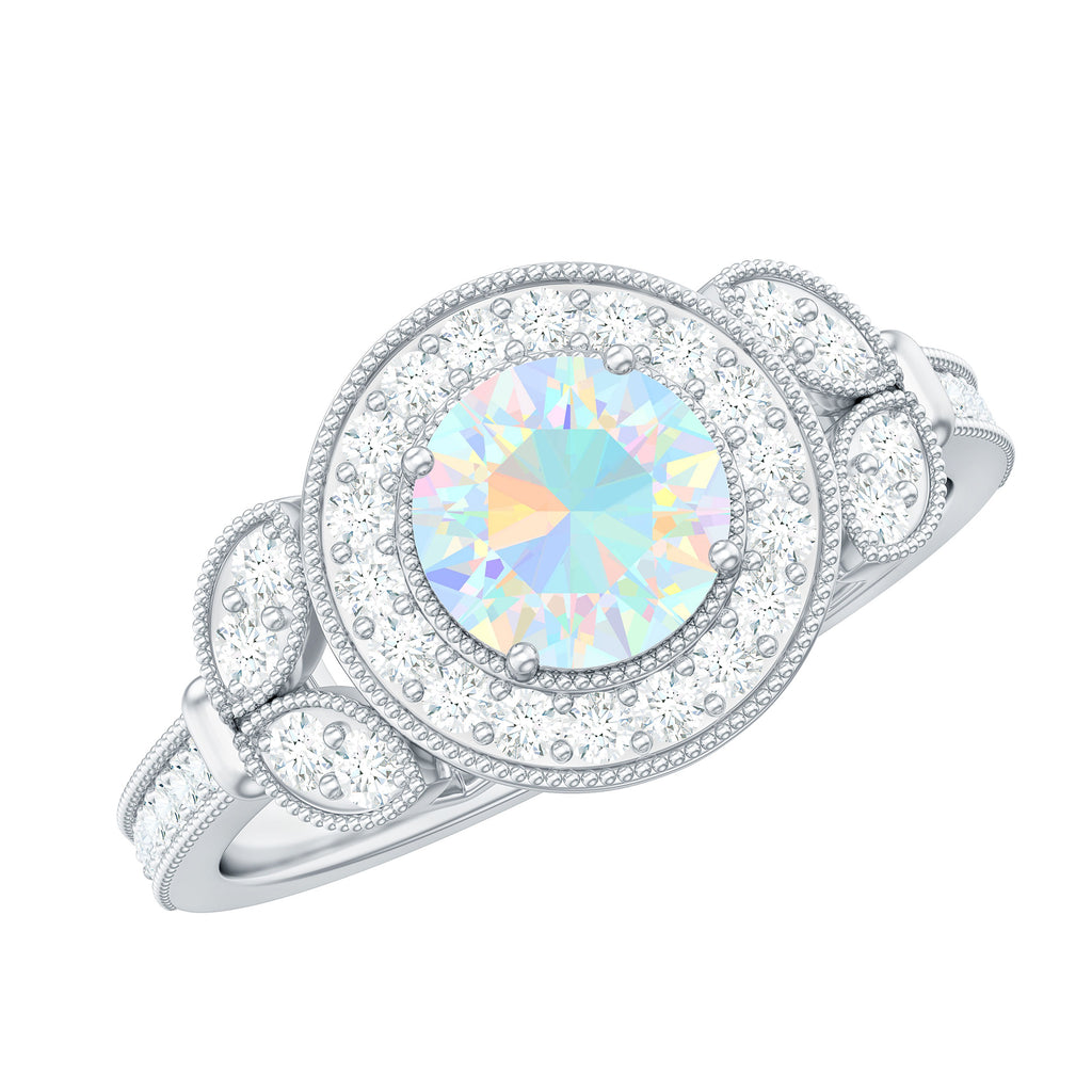 Rosec Jewels-1.5 CT Ethiopian Opal Vintage Engagement Ring with Diamond
