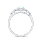 Vintage Inspired Ethiopian Rainbow Opal Engagement Ring with Diamond Halo AAA - Rosec Jewels