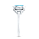 Rosec Jewels-Natural 1 Carat Oval Aquamarine Statement Engagement Ring with Diamond