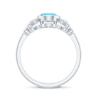 Rosec Jewels-Natural 1 Carat Oval Aquamarine Statement Engagement Ring with Diamond