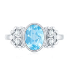 Rosec Jewels-Natural 1 Carat Oval Aquamarine Statement Engagement Ring with Diamond