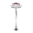 1.75 CT Classic Rhodolite Engagement Ring with Diamond Halo Rhodolite - ( AAA ) - Quality - Rosec Jewels