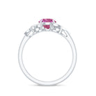 1.2 Carat Pink Tourmaline Flower Engagement Ring with Diamond AAA - Rosec Jewels