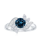 London Blue Topaz and Diamond Flower Engagement Ring AAA - Rosec Jewels