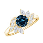 London Blue Topaz and Diamond Flower Engagement Ring AAA - Rosec Jewels