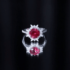 Certified 2.35 Carat Lab Grown Ruby and Diamond Engagement Ring AAAA 14K Yellow Gold Plated Silver - Rosec Jewels