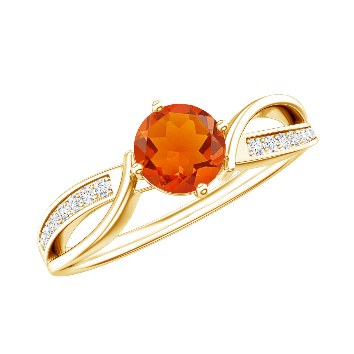 Orange Fire Opal Infinity Engagement Ring with Diamonds AAA - Rosec Jewels