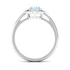 1 Carat Aquamarine Oval Halo Engagement Ring with Diamond AAA - Rosec Jewels