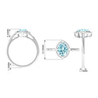 1 Carat Aquamarine Oval Halo Engagement Ring with Diamond AAA - Rosec Jewels