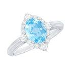 1 Carat Oval Engagement Ring with Real Aquamarine and Diamond AAA - Rosec Jewels