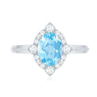 1 Carat Oval Engagement Ring with Real Aquamarine and Diamond AAA - Rosec Jewels