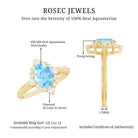 1 Carat Oval Engagement Ring with Real Aquamarine and Diamond AAA - Rosec Jewels