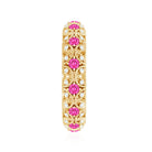 Vintage Inspired Lab Grown Pink Sapphire and Diamond Wedding Band AAAA - Rosec Jewels