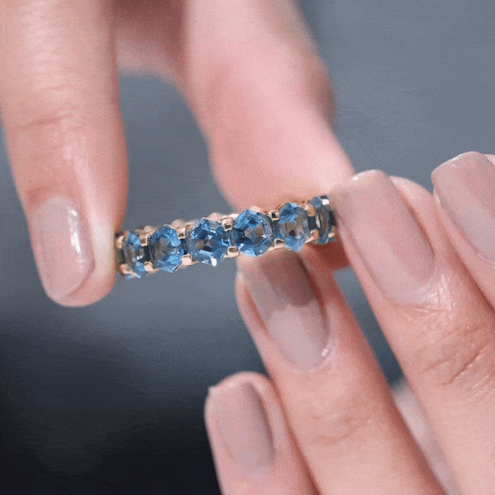 Hexagon Cut London Blue Topaz Eternity Ring London Blue Topaz - ( AAA ) - Quality - Rosec Jewels