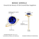 Certified Created Sapphire Halo Engagement Ring With Moissanite Lab Created Blue Sapphire - ( AAAA ) - Quality - Rosec Jewels