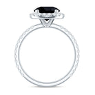 Rosec Jewels-Natural Black Spinel Engagement Ring with Diamond Halo