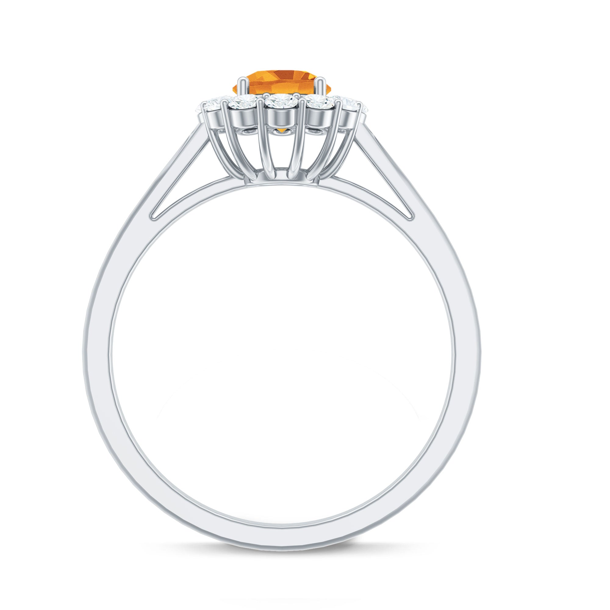 Rosec Jewels-Natural Citrine Promise Ring with Diamond Halo