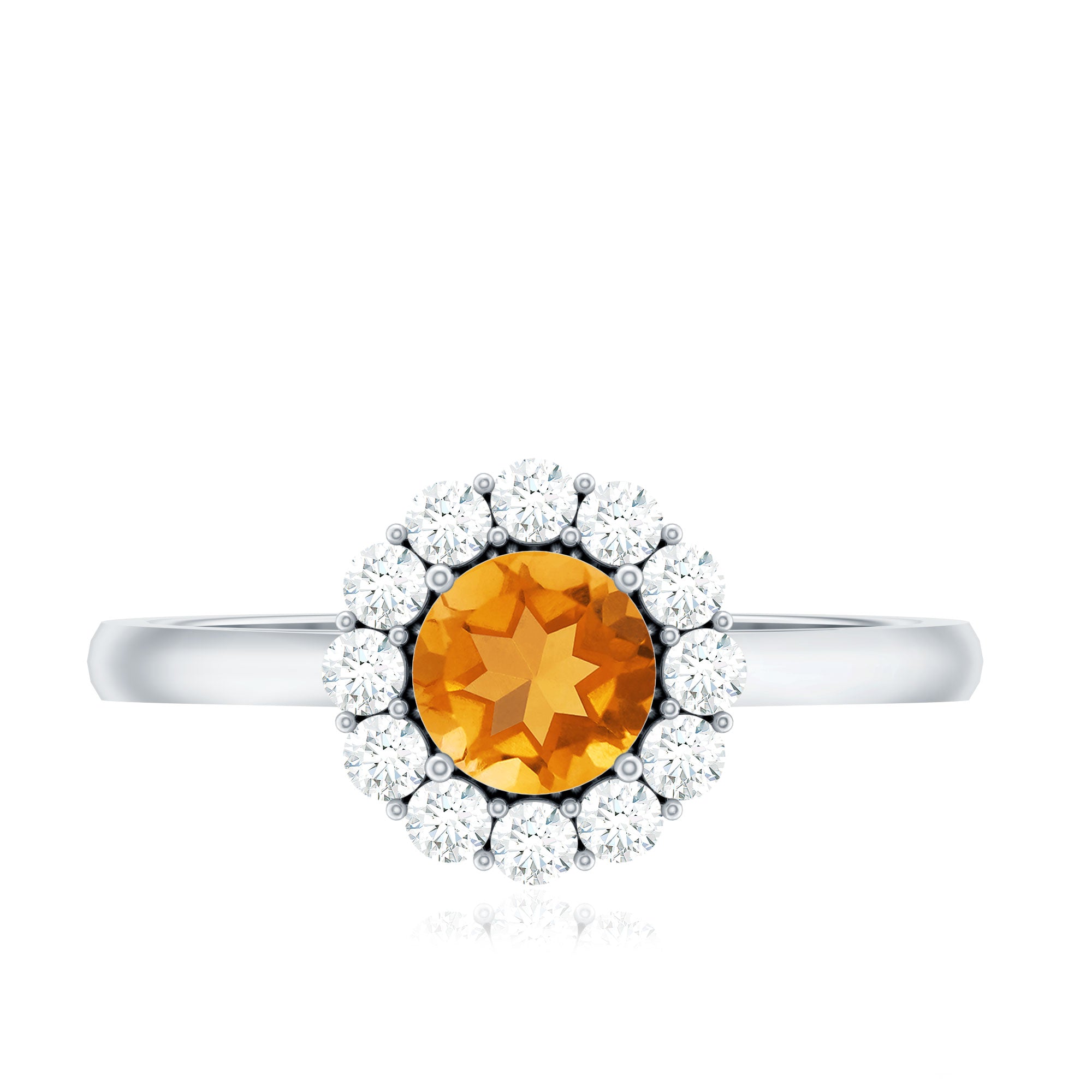 Rosec Jewels-Natural Citrine Promise Ring with Diamond Halo